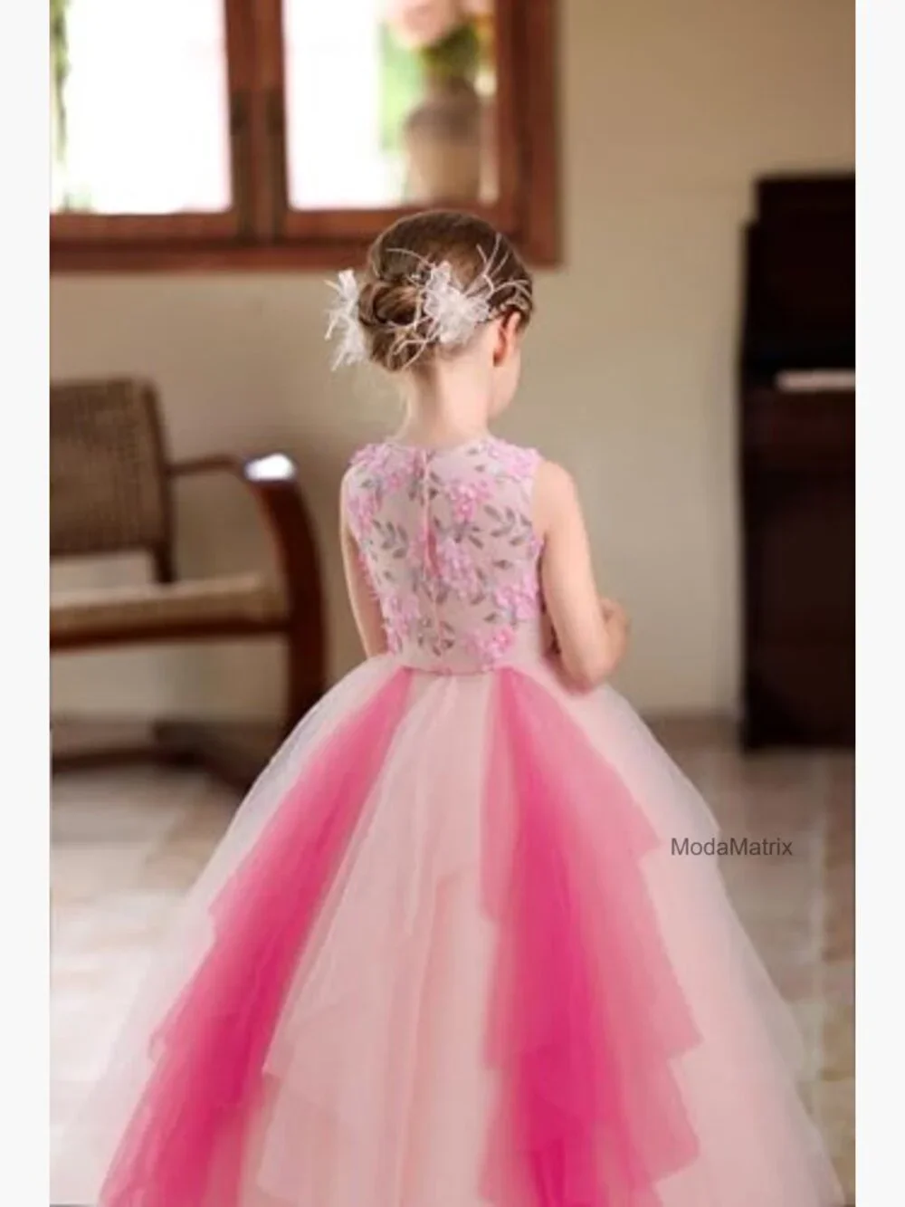 Flower Girl Dress Princess Pageant Tulle Gown Formal Occasion Sleeveless - Picture 6 of 7